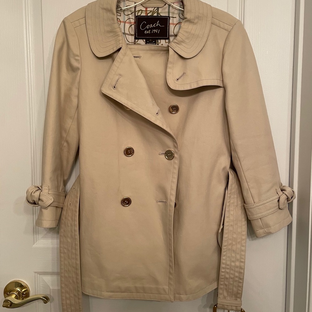 Coach light beige trench coat size 2